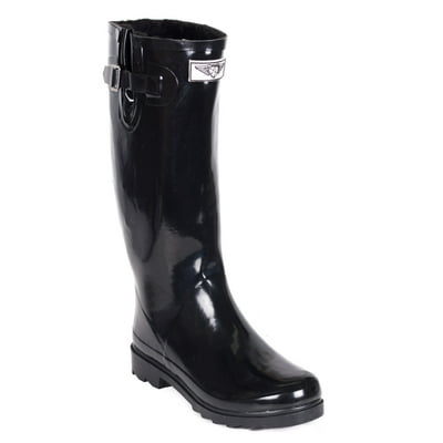Black Rubber Rain Boots with Faux Fur Lining for Women in Bahrain at BHD 39 Rating 5