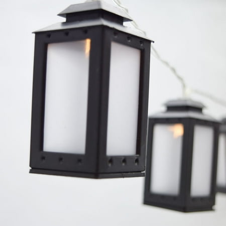 MoonBright 10 LED Black Candle Lantern Tea Light String Light, 5.5 FT, Battery Operated by PaperLanternStore