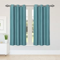 PiccoCasa 2pcs Blockout Thermal Insulated Grommet Window Curtain Panel Valance Darkening Drapes Lake Blue 42" x 63"