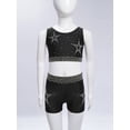 thumbnail image 3 of Nyeemya Kids Girls 2 Piece Dance Outfits Sleeveless Sparkle Rhinestones Gymnastics Sports Crop Tops with Shorts Black 6, 3 of 7