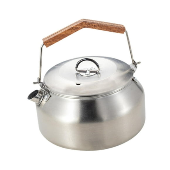 Tetera de camping, tetera de picnic, vajilla ligera de acero inoxidable de 1 l Plata