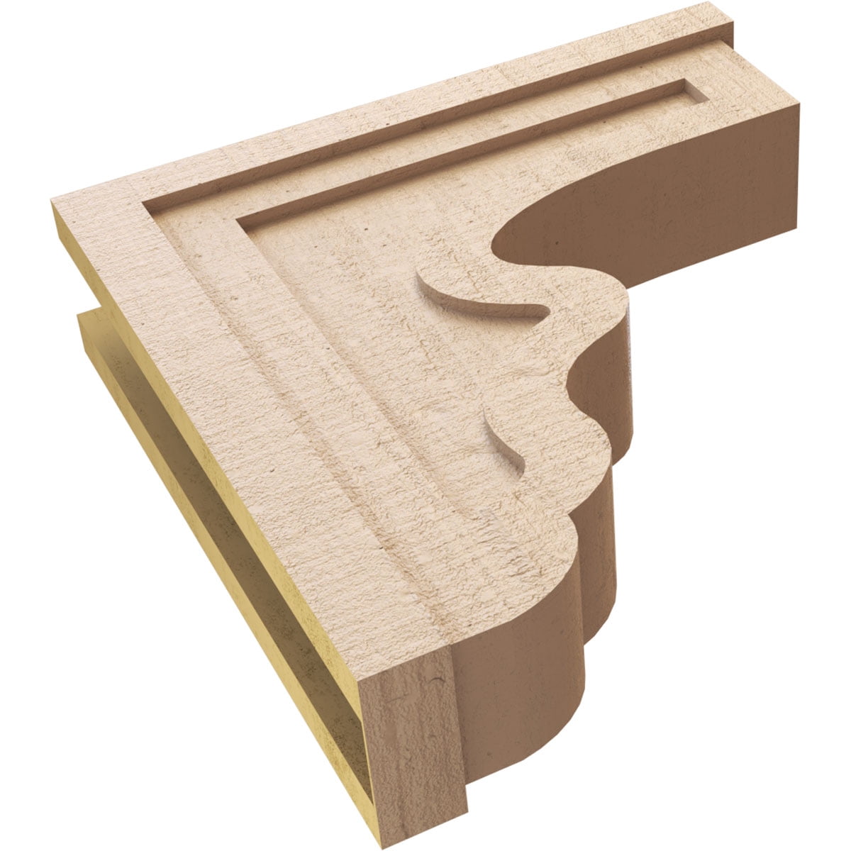 6"W x 24"D x 24"H Thin Highland Rough Cedar Woodgrain TimberThane Corbel, Primed Tan