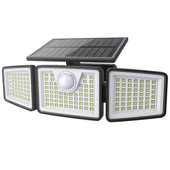 Daphino Luces solares para exteriores, 2500 lm, sensor de movimiento, luces exteriores, 3 cabezales, 355 gran angular, luces de calle, luces de seguridad impermeables con 3 modos (negro, no remoto, 1