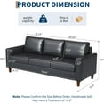 thumbnail image 2 of 85" Leather Couch for Living Room, Modern Leather Sofa with Padded Backrest, Upholstered Sofa with Deep Seat, 3-seat Sofa for Living Room, Bedroom, Office, Black, 2 of 8