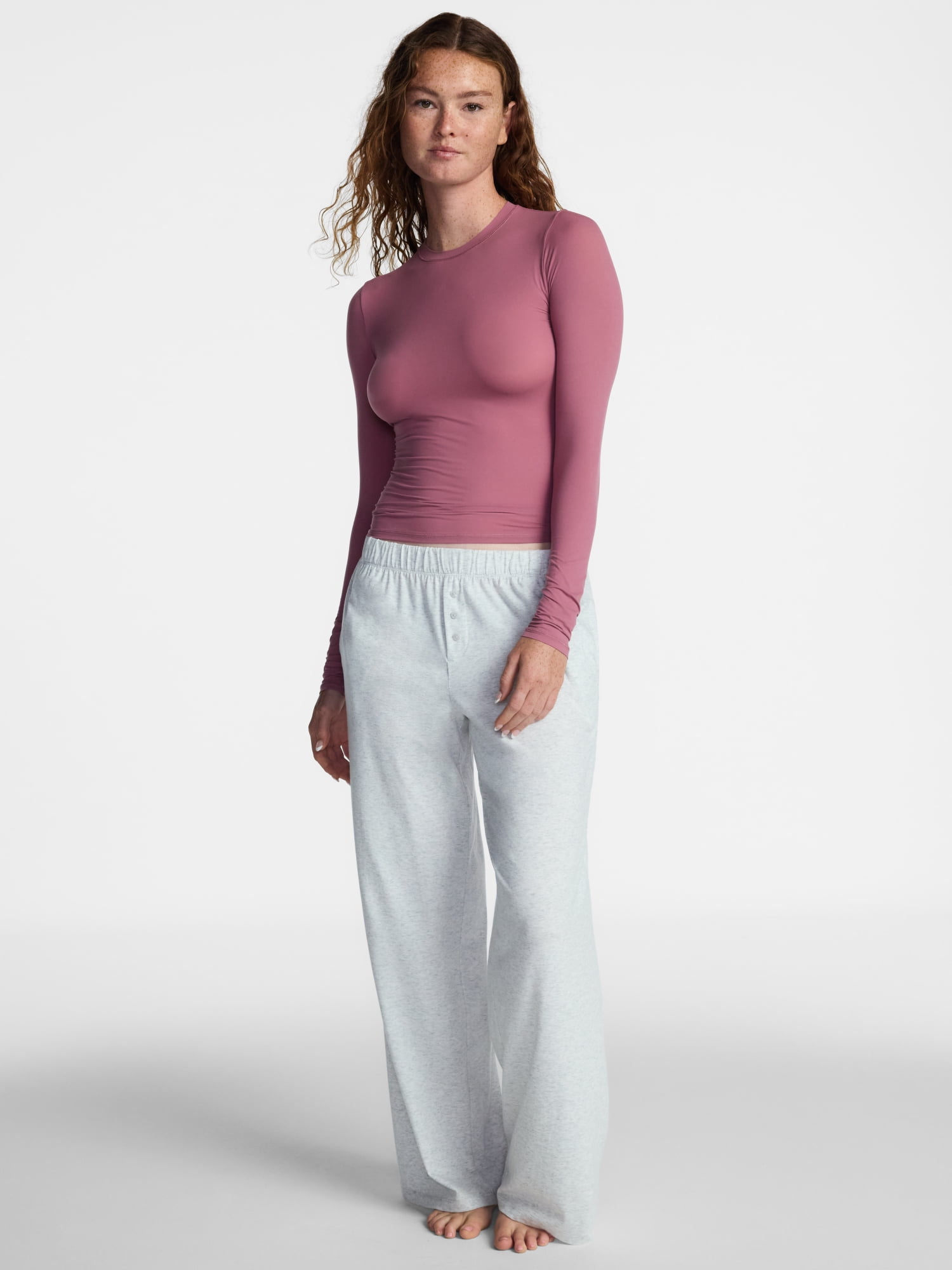 No Boundaries Fit Stretch Tee with Long Sleeves, Women's XS-XXXL