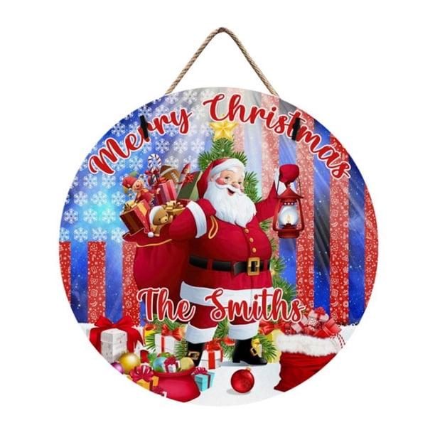 De Madera Para Colgar En La Puerta, Adorno De Letrero De Madera Redondo De Navidad Para Navidad, Vacaciones, Casa De Campo Yuarrent HA040851-02