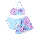 thumbnail image 2 of ZHOGXU Children Girls Bkinini Sets Sleeveless Suspenders Floral Print Top And Shorts Skirt Comfortable 3 Piece Swimsuit For Pool Beach,Light Blue,11-12 Years, 2 of 7