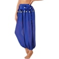 thumbnail image 6 of Zaldita Women Belly Dance Harem Loose Pants Arabic Halloween Pants Yoga Pilates Trousers Royal Blue One Size, 6 of 7