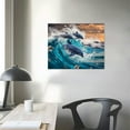 thumbnail image 3 of GOSMITH Wall Decorations For Living Room Canvas Wall Art For Bedroom Blue Waves Of The Sea Wall Pictures Artwork Modern Office Canvas Art Print Dolphins Wall Paintings, 3 of 4