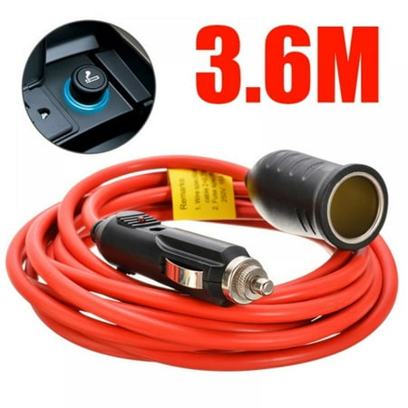 

Car Charging Cigarette Extension Cord Red 12 V 24 V Cigarette Lighter Extension Cable Plug With 10A Fuse 3.6M Fire Line
