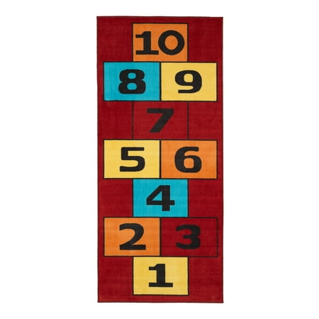 Ottomanson Children's Garden Collection Educational Hopscotch Design Children Nursery Kid's Play Runner