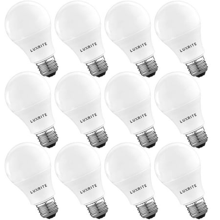 230 Lumen Led Luxrite A19 LED Light Bulb 60W Equivalent, 2700K Soft White Dimmable, 800 Lumens, Standard LED Bulb 9W, E26 Base, Energy Star, Enclosed Fixture Rated, Perfect for Lamps and Home Lighting (12 Pack) ()