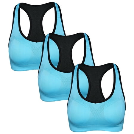 

3PC Women Racerback Sports Bras - High Workout Activewear Bra