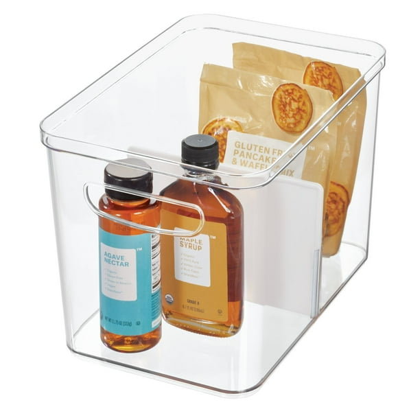 iDesign Crisp Divided Storage Bin with Handles, 8" x 12" x 8", Clear