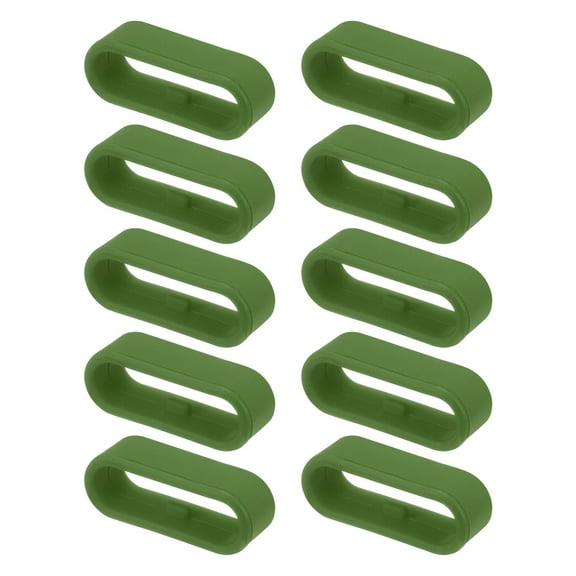 Uxcell 10Pcs Watch Band Strap Loops Silicone Replacement Fastener Rings for 20mm Width Watch Band, Army Green