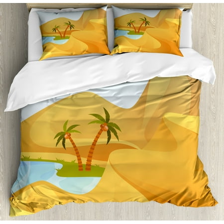 Oasis Duvet Cover Set Sandy Hills And Lake Hot Outdoor Scenery