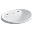 thumbnail image 2 of Kohler K-2839-8 Tides 20" Drop In Enameled Cast Iron Bathroom Sink - Off White, 2 of 8