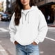thumbnail image 5 of Ounisa Womens Hoodies Casual Long Sleeve Drawstring Waffle Pullover Tops Loose Hooded Sweatshirt with Pocket, 5 of 8