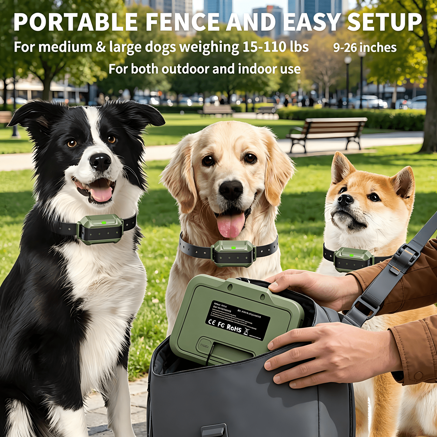 Upgraded Wireless Dog Fence, No-Wire Electric Pet Containment System High-Precision Boundary Control, Up to 5.6 Acres, IPX7 Waterproof, Safe Training for 1–3 Dogs weighing 15-110 lbs