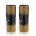 thumbnail image 2 of Flourished Plumeria Flower Brown Cylindrical Mango Tree Wood Set of 2 Vase, 2 of 4