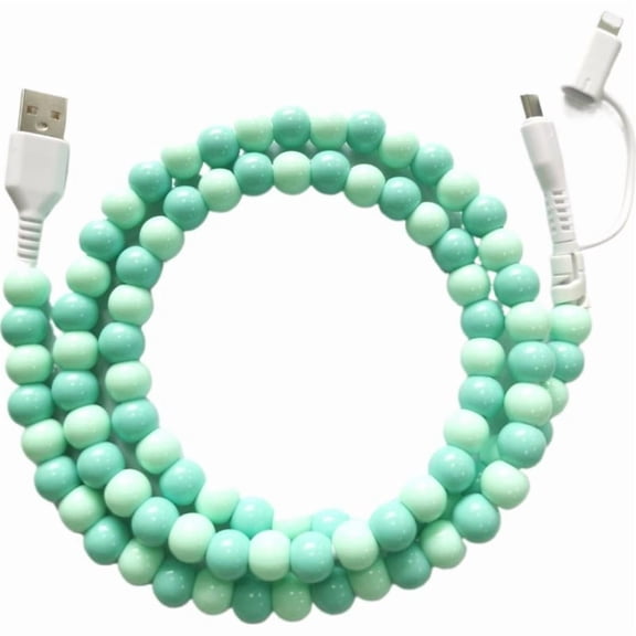 Charging Cords, USB C Beaded Phone Charger Cord for , 2 in 1 Cute Fast Charging Cable