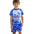 thumbnail image 7 of Ticikt Boys 2-Piece Rash Guard Swimsuit Set, Quick Drying Print Short Sleeve Swim Shirt & Trunks, Kids Summer Bathing Suit,Blue, 7 of 7