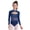 Navy Blue, variant on Kids Girls Rhinestones Gymnastics Ballet Dance Leotard Crew Neck Long Sleeve Cutout Front Bodysuit Hot Pink 10