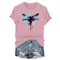 thumbnail image 3 of NAMTYQX Womens Tops Dressy Casual Cute Slack Soft Bedruckte Oversize Short Sleeve Print Lightweight O-Neck Women's Summer Tops Pink Size M, 3 of 5