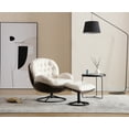 thumbnail image 3 of Guyou Swivel Accent Chair with Ottoman Set, Linen Lounge Chair with Footrest, 360 Degree Swiveling Single Sofa Chair, Fluffy Reading Chair Armchair for Living Room Bedroom, Cream, 3 of 14