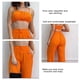 thumbnail image 4 of Traje de verano para mujer Estrela, busto fruncido, tirantes finos, Top de tubo, tiro alto, cintura elástica, pantalones largos, traje de verano de Color puro naranja m, 4 of 5