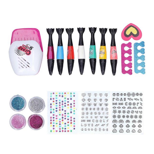 Children Nail Art Set Little Girl Nail Art Gel Polish Dryer Glitter Powder Pretend Play Toy Set18283C