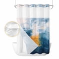 thumbnail image 2 of Navy Blue Yellow No Hook Shower Curtain Waterproof, Bathroom Curtains with Snap in Liners and See Through Top Window, Modern Oil Painting Art Abstract Hotel Style Bathtub Curtains Shower 60"Wx72"L, 2 of 8