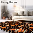 thumbnail image 2 of ODIKA 2'x3' Machine Washable Non-Slip Area Rug, Autumn Gnome Gathering with Pumpkins and Snowflake Motifs High Traffic Rug with Pad, Black, 605092, 2 of 8