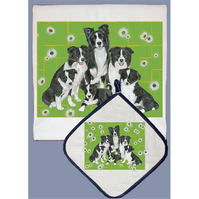 Ensemble Porte-Serviettes et Porte-Pots - Famille Border Collie