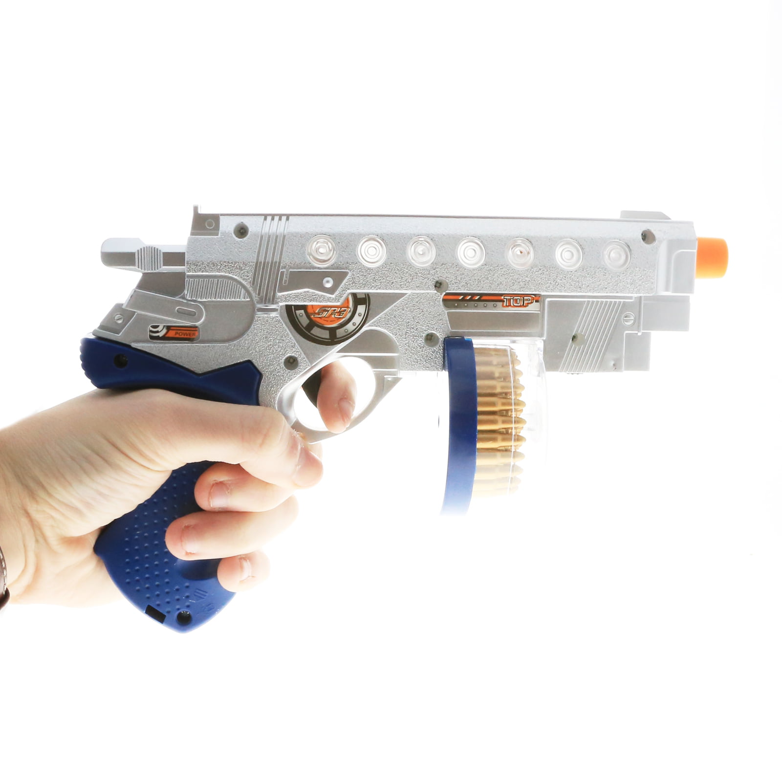 Blue Space Enforcer Toy Gun Blaster With Vibrant Spinning Lights and Sound 