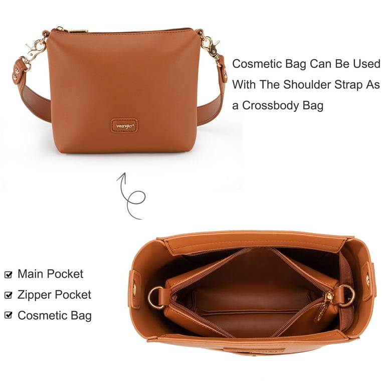 Montana West Women s Crossbody Vegan Leather Shoulder Bag with Extra Guitar Strap Brown Walmart