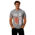 thumbnail image 4 of FINALGANG Mens 250 Years Distressed Vintage USA Flag Print Short Sleeve Crewneck Tee Casual Patriotic T Shirt For 4th Of July Independence Day Wear Dark Gray L, 4 of 4
