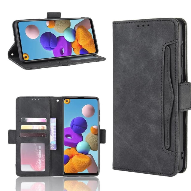 Funda Cartera Magnética para Samsung Galaxy A21S- Tarjetero Desmontable, Cuero PU, Soporte