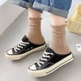 thumbnail image 3 of Calcetines de encaje para mujer, calcetines hasta media pantorrilla, primavera y otoño, bonitos calcetines de color liso, calcetines de algodón hasta media pantorrilla, color blanco, 3 of 6