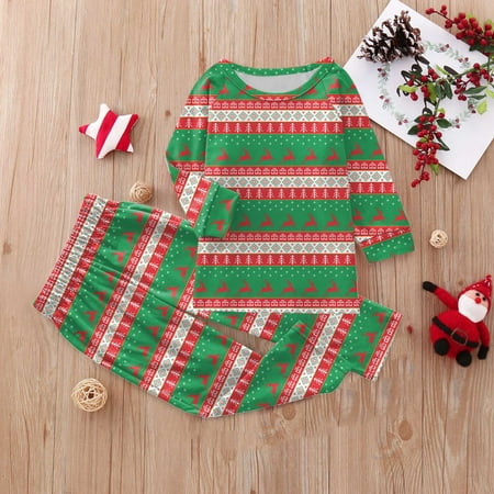 

KEJIG Christmas Baby Kids Child Printed Long Sleeve O-Neck Zipper Xmas Family Matching Jumpsuit Pajamas