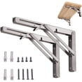 thumbnail image 1 of Pack de 2 estantes de almacenamiento para mesas de acero inoxidable tipo K pulido para montaje en pared de servicio lastradas con brazos de desenganche corto, 1 of 5