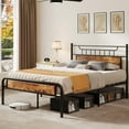 thumbnail image 5 of Dextrus Farmhouse Queen Platform Metal Bed Frame with Headboard & Soundproof Cotton, No Box Spring Needed, 5 of 9