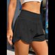 thumbnail image 4 of Pantalones Cortos Deportivos de Cintura Alta para Mujer, con Bolsillos, Elásticos, para Gimnasio. Negro S, 4 of 6