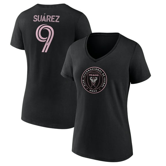 Women's Luis Su-rez Black Inter Miami CF Team Authentic Player Name & Number V-Neck T-Shirt