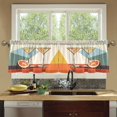 thumbnail image 4 of Yayeee Kitchen Curtains Tier Set of 2 Light Filtering 57"x24" Over Sink Window Panels, Beige Glasses, 4 of 7