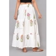 thumbnail image 4 of Women White Cotton Maxi Skirt with Multicolor Floral Block Print & Elastic Waist - XL, 4 of 5