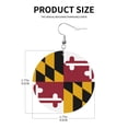 thumbnail image 3 of Round Leather Earrings For Women Maryland Flag Drop Earrings Lightweight Dangle Earrings, 3 of 6