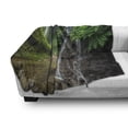 thumbnail image 3 of Waterfall Soft Flannel Fleece Throw Blanket, Waterfalls Side Valley in Indonesia with Southeast Bushes Above Hills, Cozy Plush for Indoor and Outdoor Use, 50" x 70", Green and Brown, by Ambesonne, 3 of 6