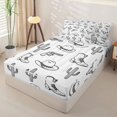 thumbnail image 2 of Homewish Sketch Cowboy Hot Boots Zipper Queen Comforter Set with Fitted Sheet and 2 Pillowcases,Desert Cactus Zipper Bedding Set,White,Reversible,4pcs, 2 of 8