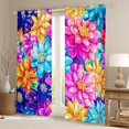 thumbnail image 2 of jejeloiu Watercolor 3D Flower Black Out Curtains,Colorful Floral Curtains Pack of 2 (42x63 Each),Pink Blue Orange Bedroom Curtains For Adult,Breathable Home Decor, 2 of 6